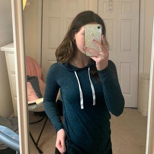 Blue/Green Long Sleeve Hooded Top